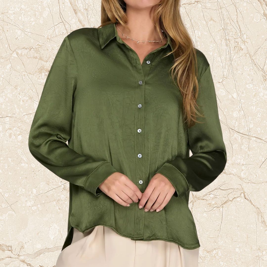 Olive Satin Top