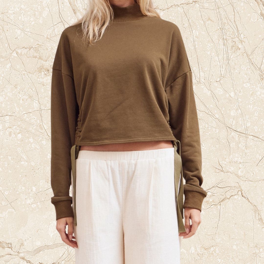 Olive Side Scrunch Top
