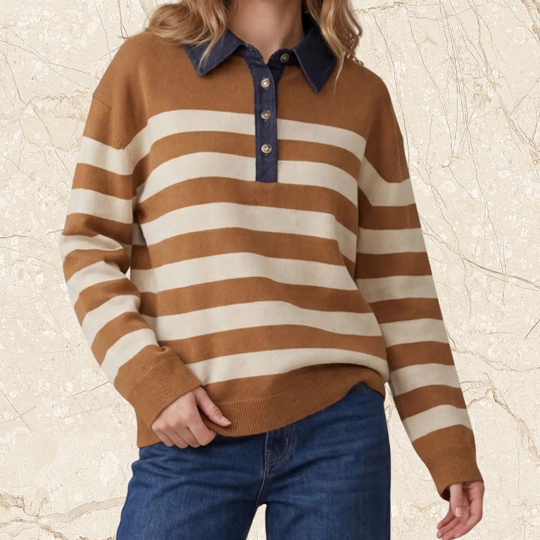 Caramel Denim Collar Sweater
