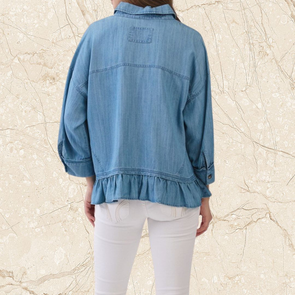 Chambray Ruffle Hem-Plus