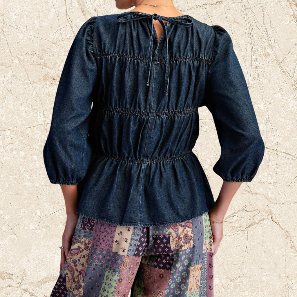 Dark Denim Cinched Top