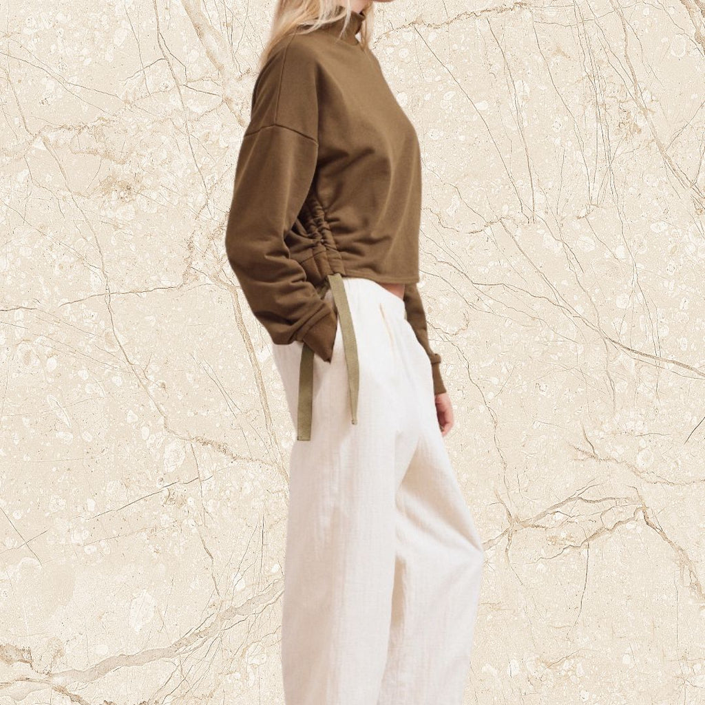 Olive Side Scrunch Top
