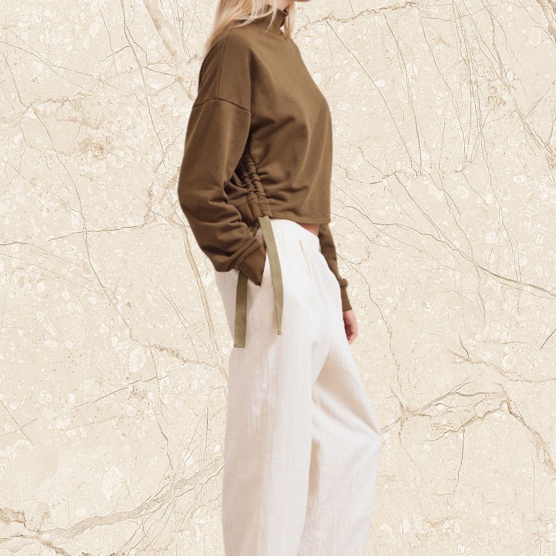 Olive Side Scrunch Top