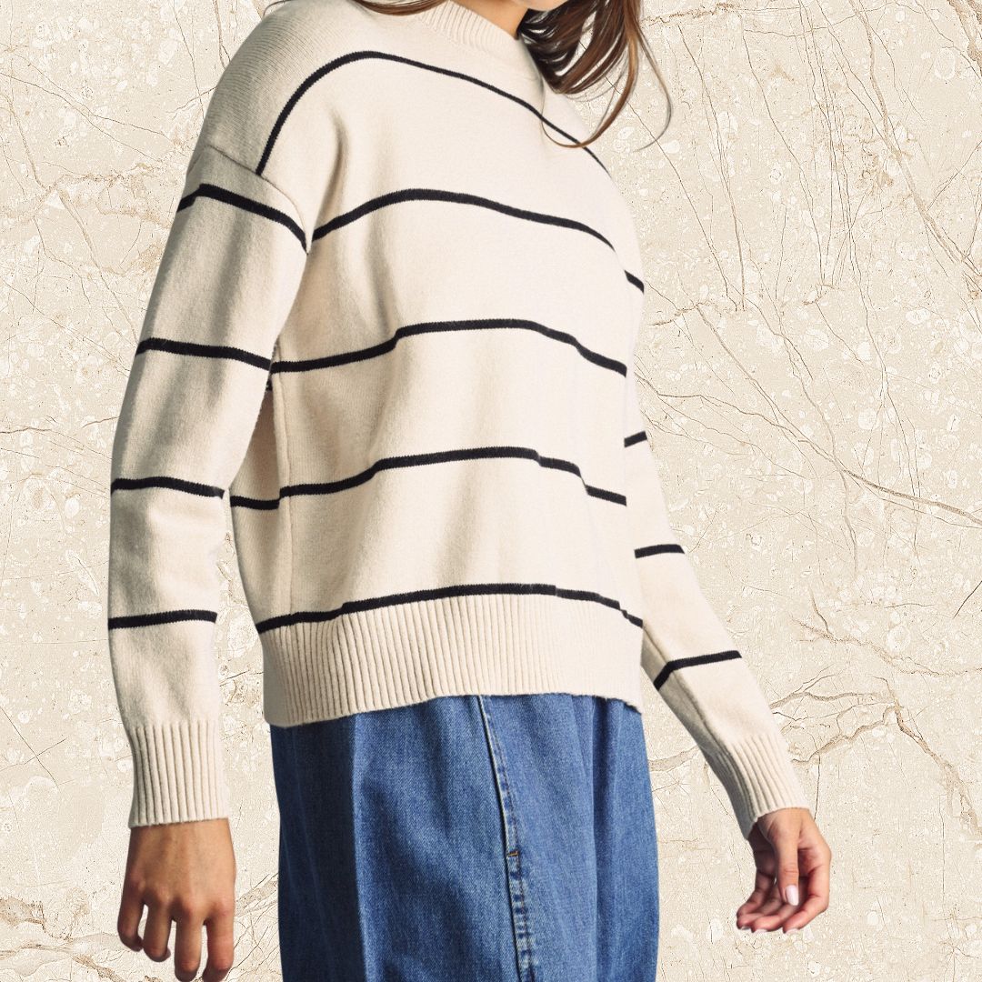 Beige Striped Sweater