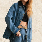 Denim Corduroy Collar Jacket