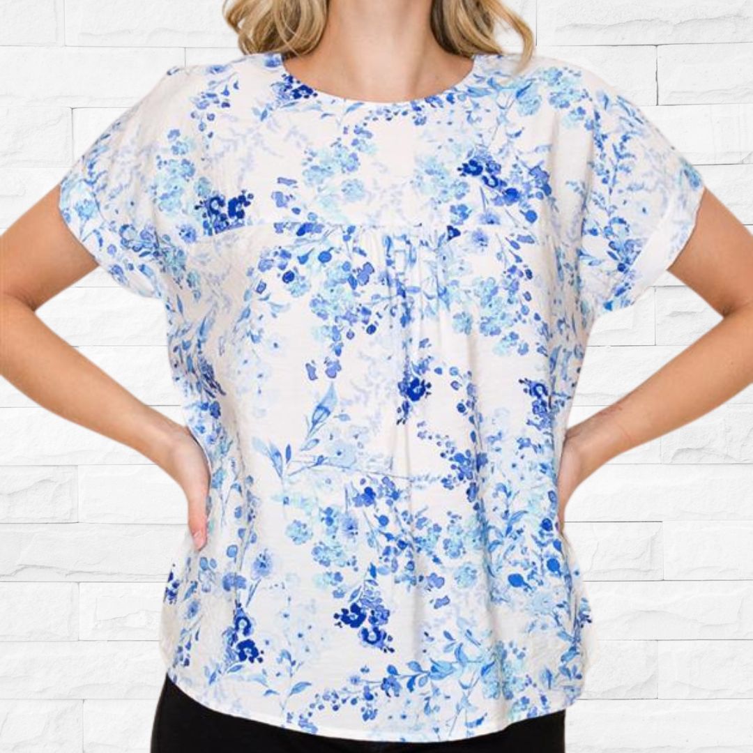 Blue Crinkle Blouse