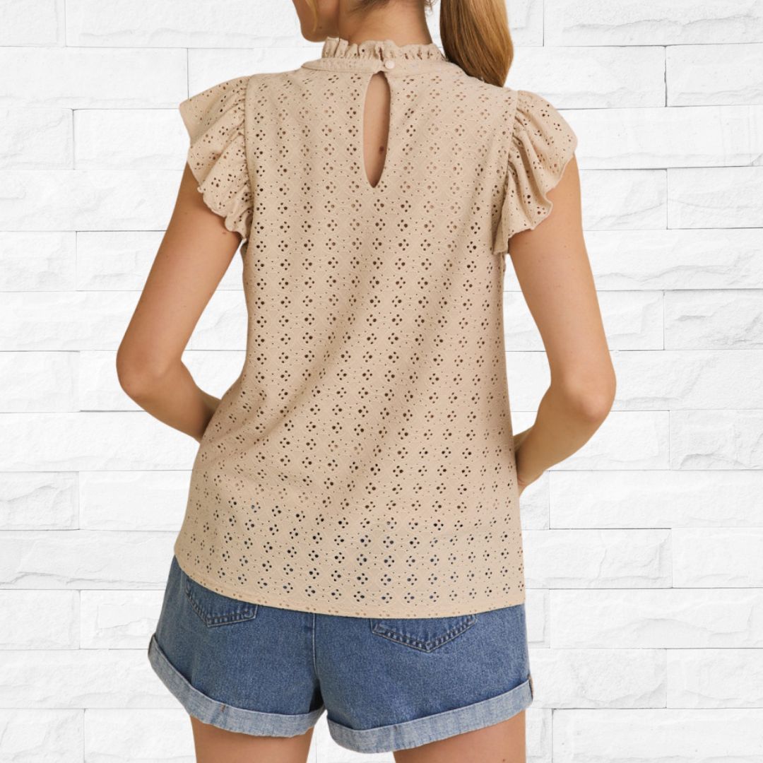Cream Ruffle Sleeve Top