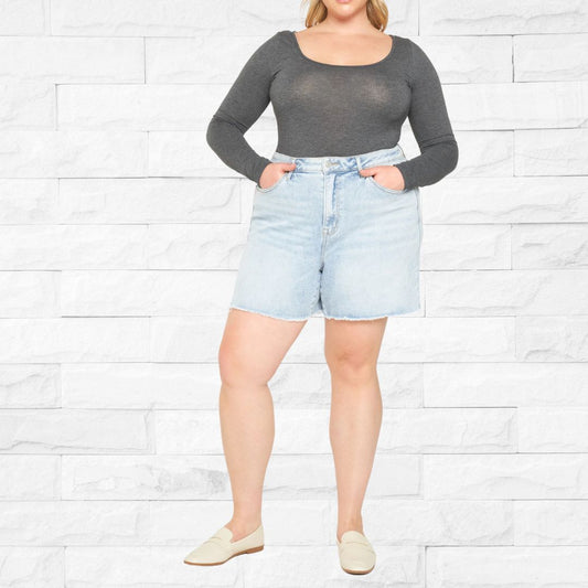 Fray Hem Shorts-Plus