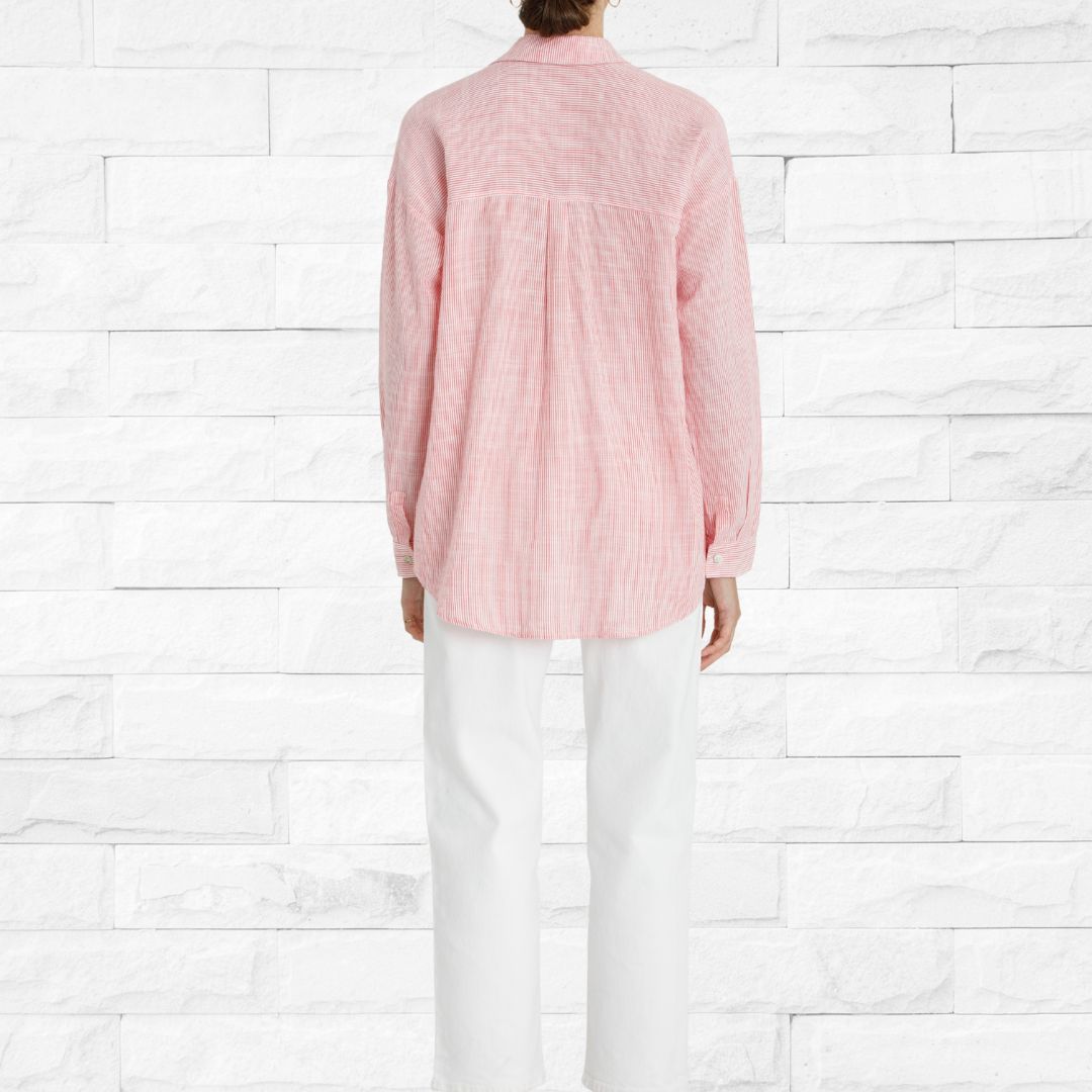 Coral Pinstripe Button Down